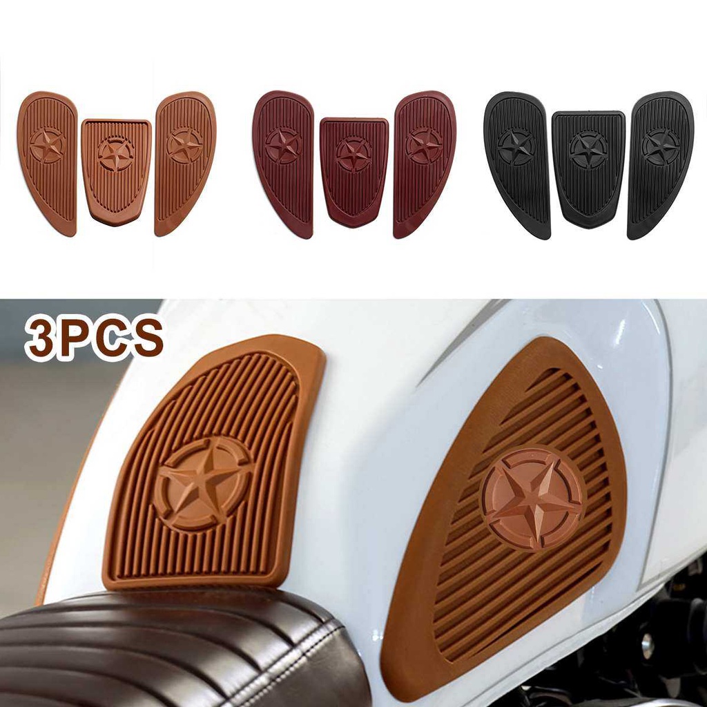 3Pcs Retro Motorcycle Cafe Racer Gas Fuel Tank Rubber Sticker Protector