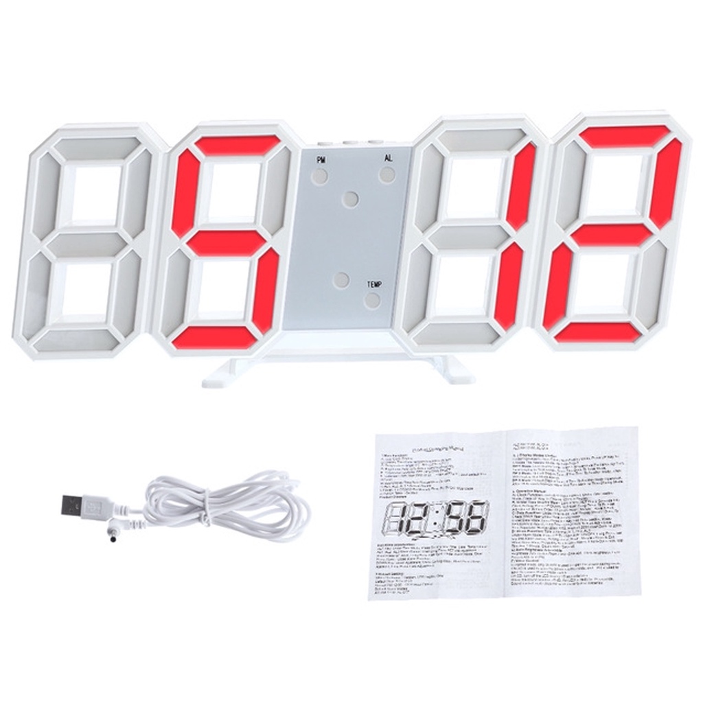 3D LED Wall Clock Modern Digital Alarm Clocks Display Home Kitchen ...