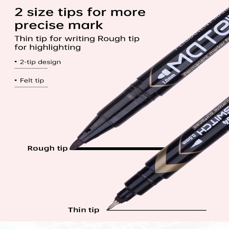 Deli Permanent Marker Pen 0.5 - 1.0 mm Red Double- Ended Marker EU10440 ...