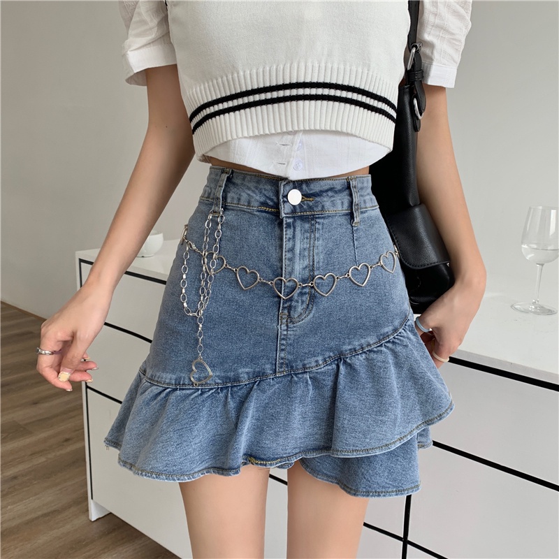 Flounce store denim skirt