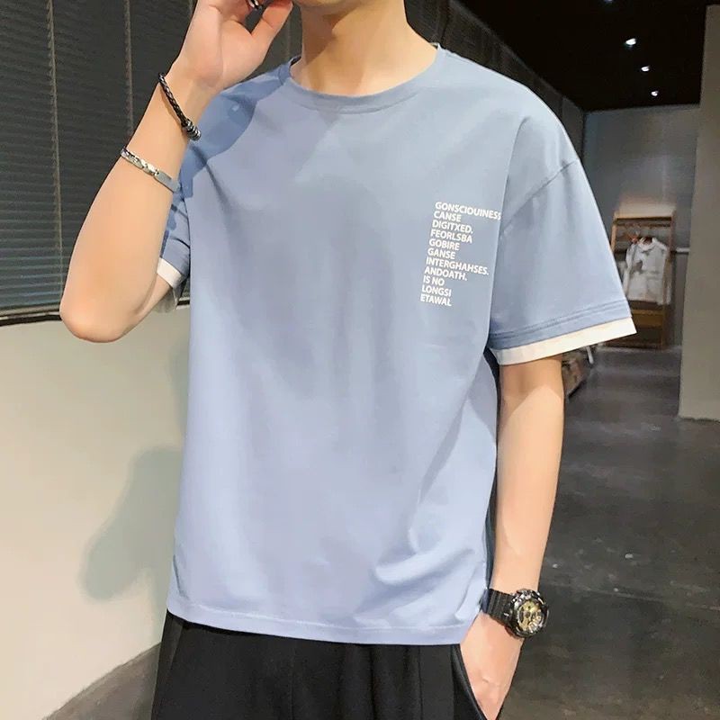 Cotton short sleeve T-shirt male Korean version of the trend handsome ...