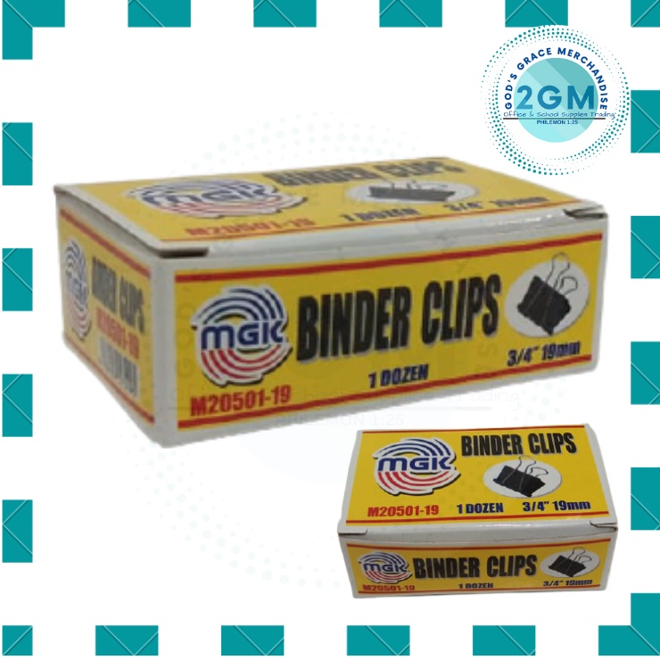 MGK BINDER CLIPS, COLOR: BLACK, 12 PCS/BOX