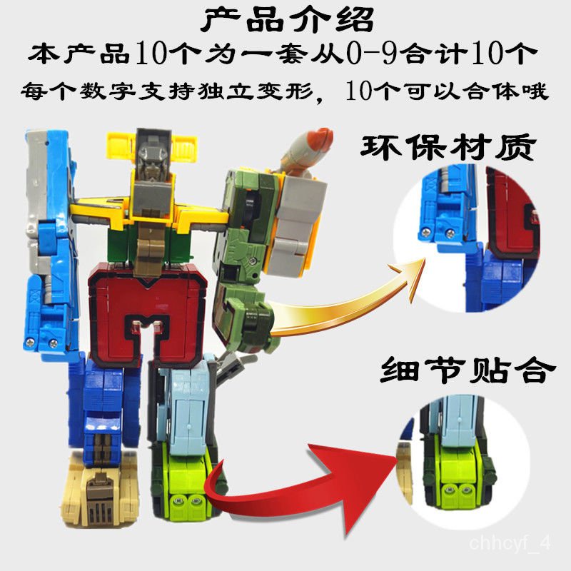 M8fL 0-9Full Set of Digital Symbols Transformer Toy Car Combination ...