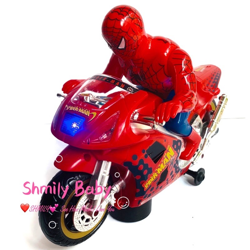 Spider-Man Ride on Super Motor Bike moving rotate Sound and LED light ...