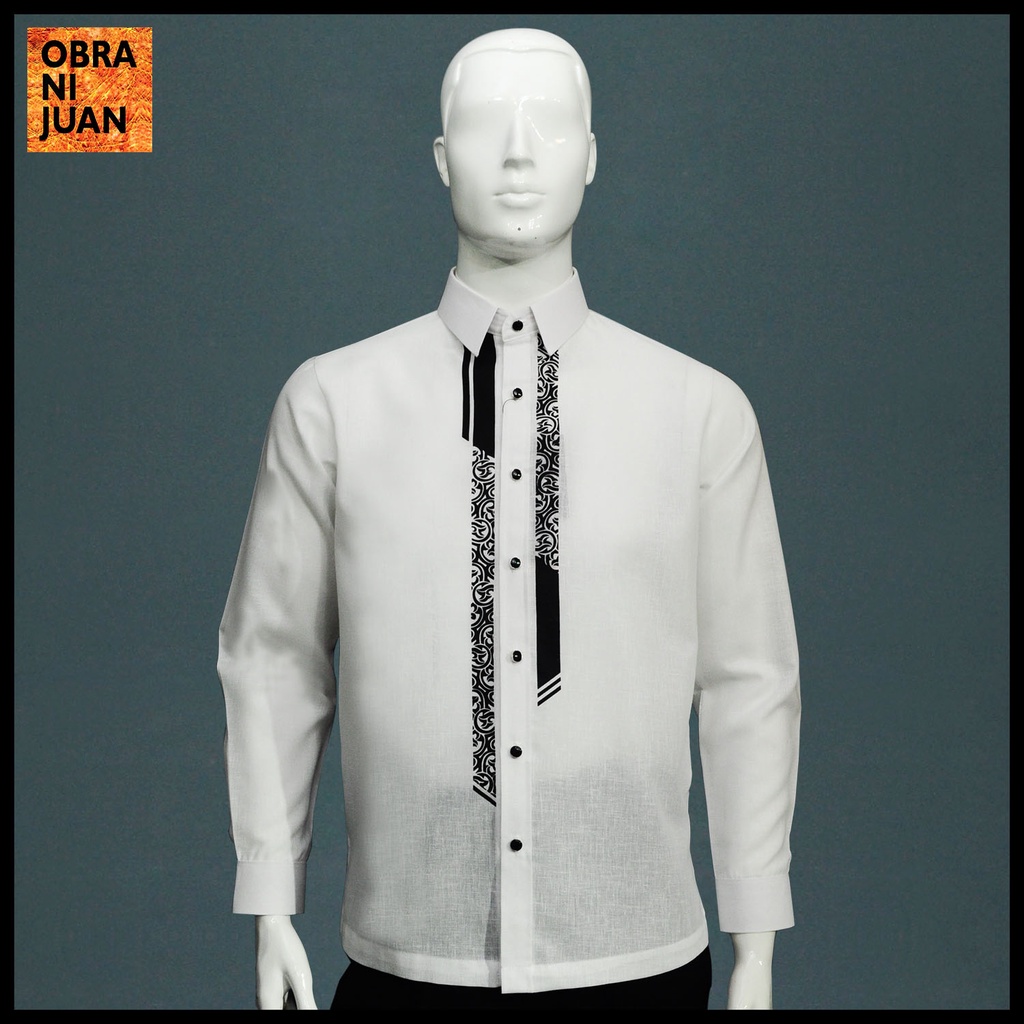 Obra ni Juan Inno Fit (Regular Fit) Polo Barong With Print White (2610) Shopee Philippines