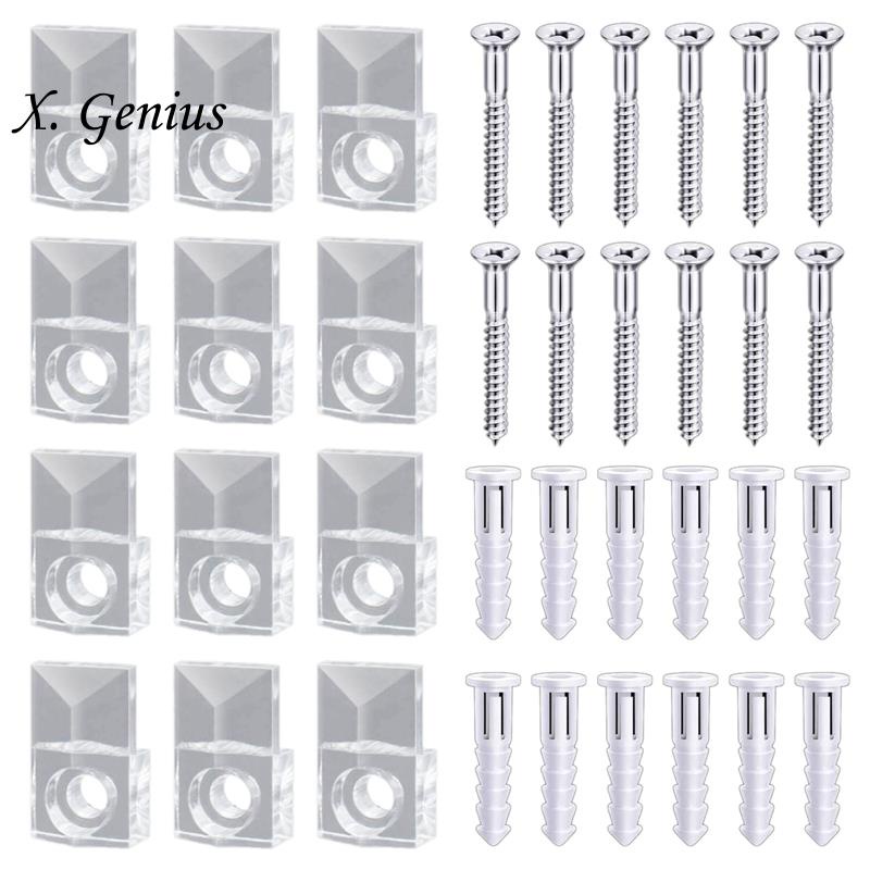 22 Sets of Mirror Holder Clips Kit Crystal Clear Plastic Mirror Clip