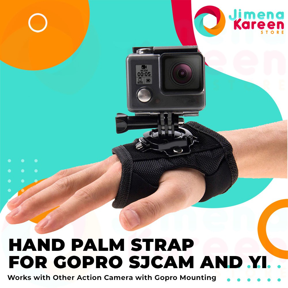 360 Hand Palm Strap Glove Style Mount for GoPro and SJCAM (Black ...