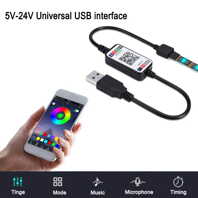 Mini LED Bluetooth RGB Strip Light Controller Wireless Smart Phone ...