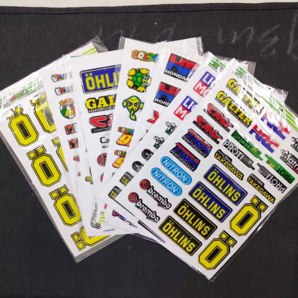 Motorcycle logo sticker set, glossy chrome plastic stamp with many ...