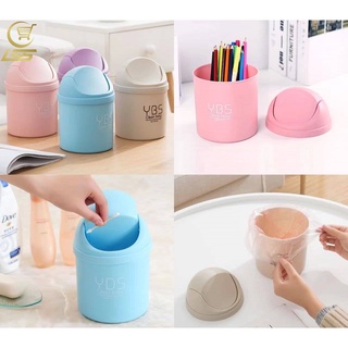 1pc Pink Desktop Shaking Lid Mini Trash Can For Living Room Coffee