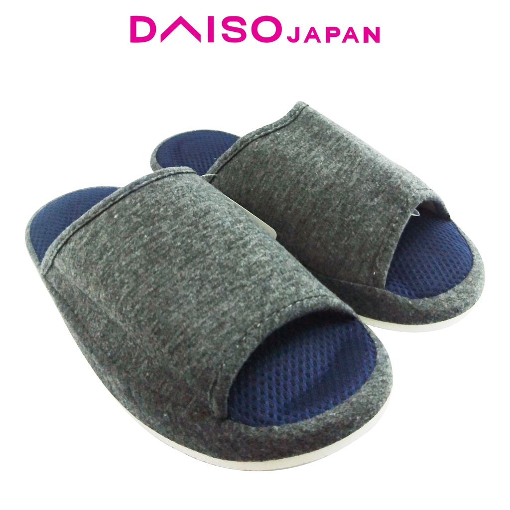 Daiso Men's Dark Gray Cushioned Room Slippers Shopee Philippines
