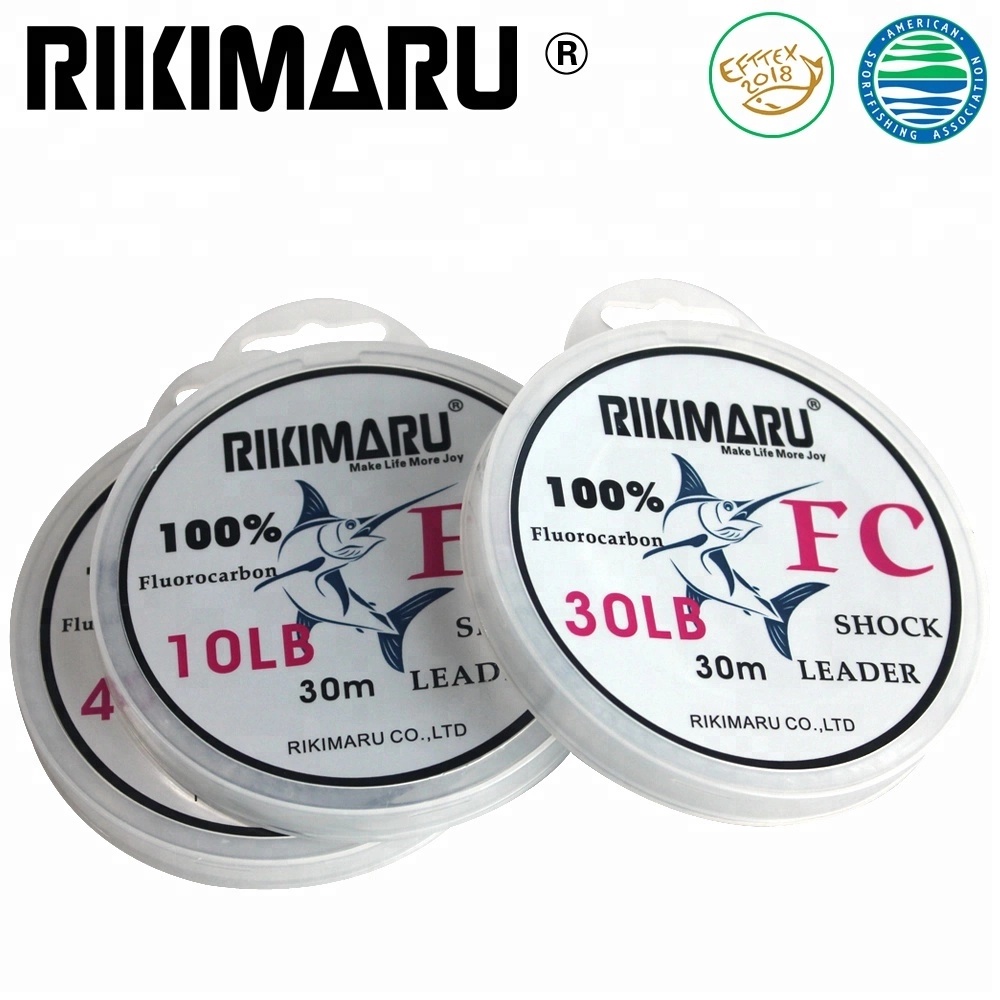 RIKIMARU Tuna Pure Fluoro 100% Fluorocarbon 30m Rice White Shock Leader  Fluorocarbon Fishing Line For Sea Fishing
