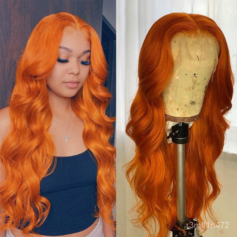 Wavy Lace Wig Ginger Orange Human Hair Wigs Pre Plucked Remy Hair