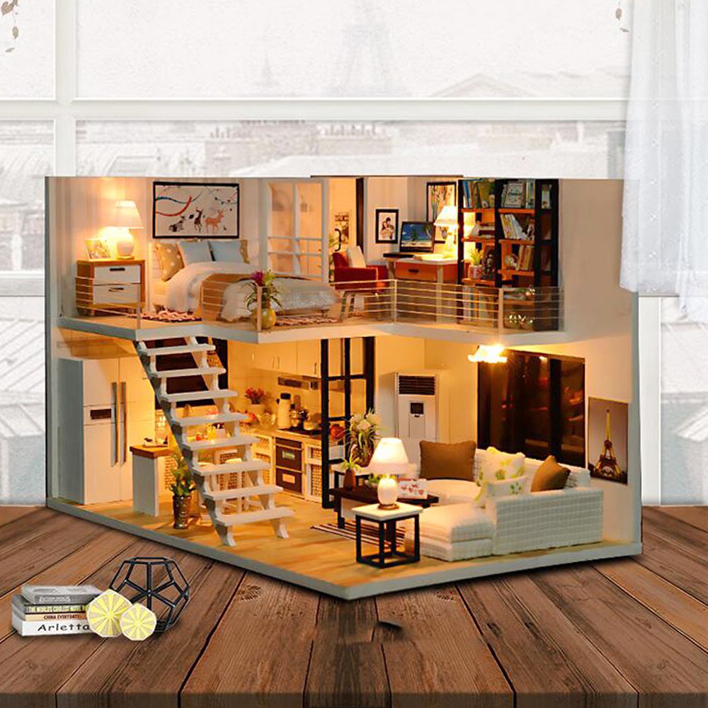 Cutebee DIY Dollhouse Miniature Kit with Furniture, DIY Wooden Doll ...