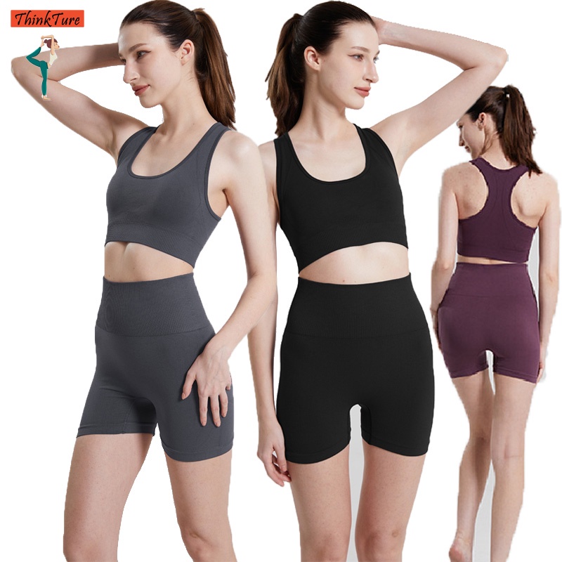 High Quality Seamless Yoga Workout Clothes Set For Women Padded