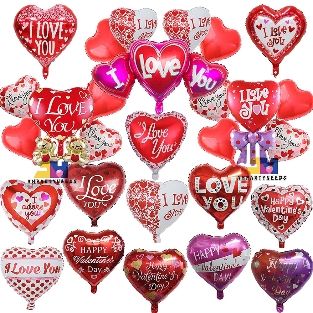 6Pcs 18Inch heart Foil Balloons i love you Printed Wedding Valentine's ...