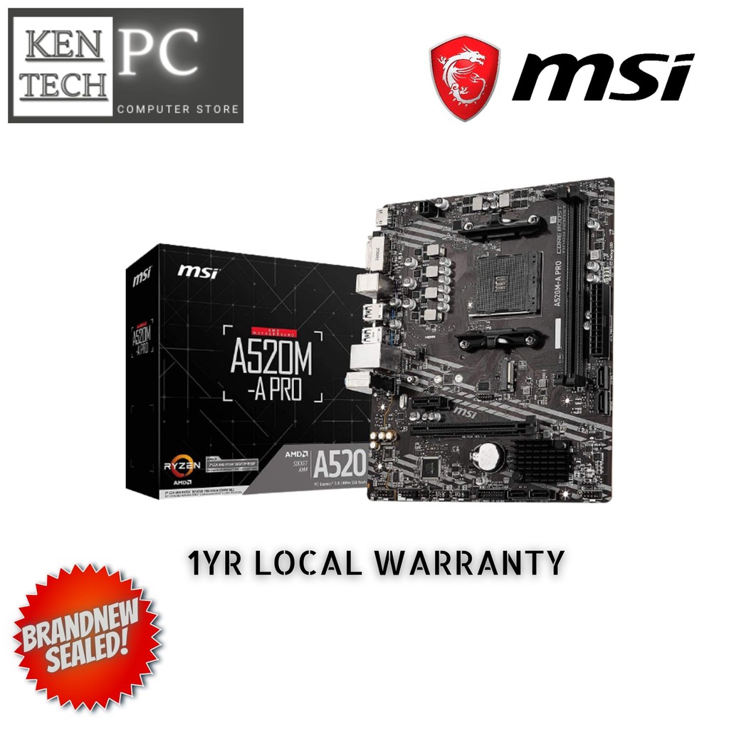 MSI A520M-A PRO Gaming Motherboard AMD AM4 M-ATX Motherboard | Shopee ...