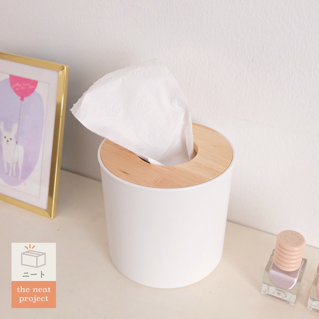 Neat Project Sachi Round Tissue Box with Wood Minimalist Design ...