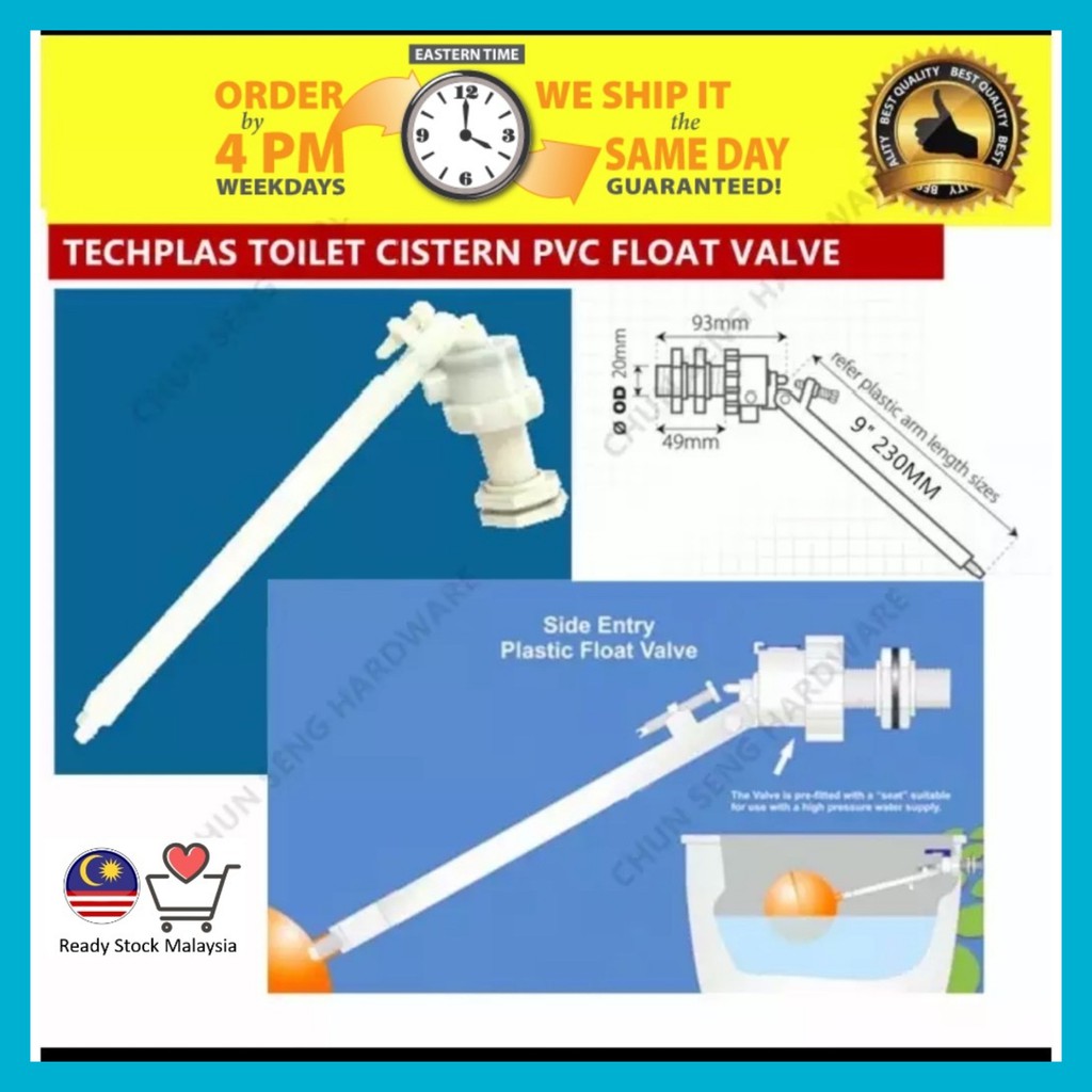 Techplas 9 inch Pvc Float Valve Toilet PVC Cistern Float Ball Valve