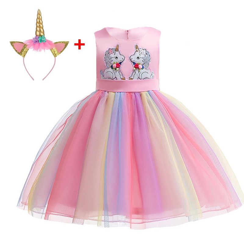 Unicorn Dress For Kids Carnival Costume Party Wedding Fancy Princess