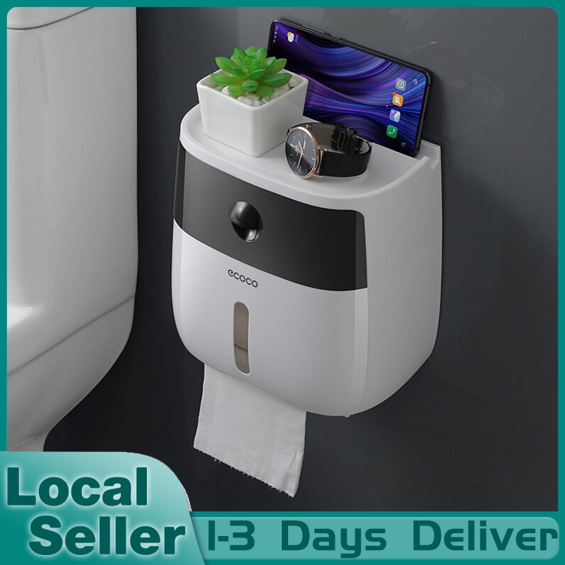 Ecoco Portable Toilet Paper Holder Plastic Waterproof Paper Dispenser ...