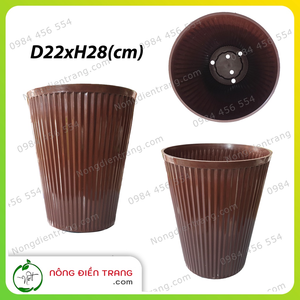 Round ribbed pot for growing flowers and ornamental plants D22x28cm ...