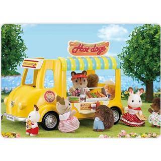 Sylvanian Family Family Hot Dog Van Toy Waffle Sausage Pretzels 