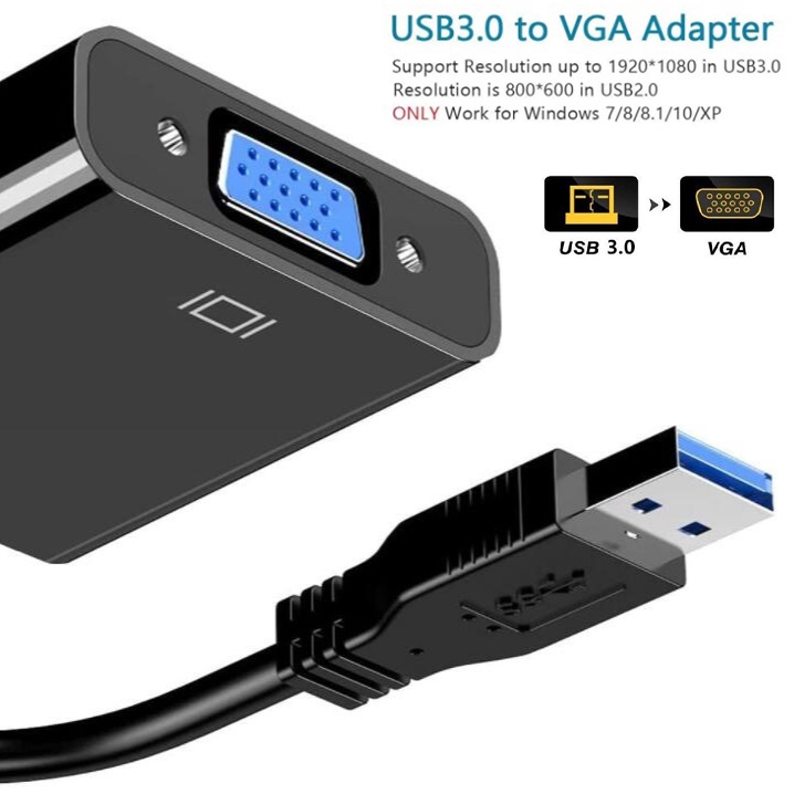 USB 3.0 to VGA converter cable USB 3.0 A male to VGA female Adapter ...