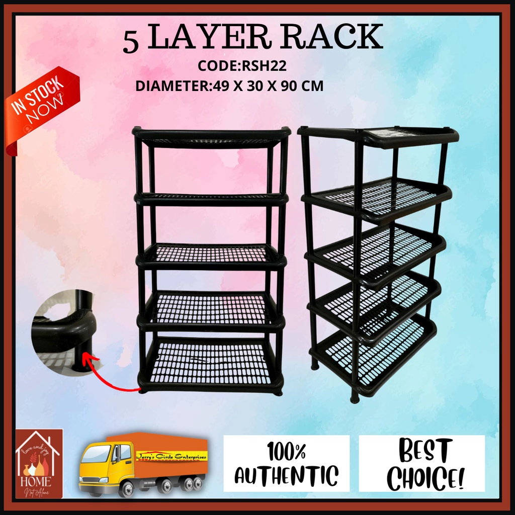 5 LAYER BLACK RACK/MULTI PURPOSE RACK/ SPACE SAVER RACK | Shopee ...