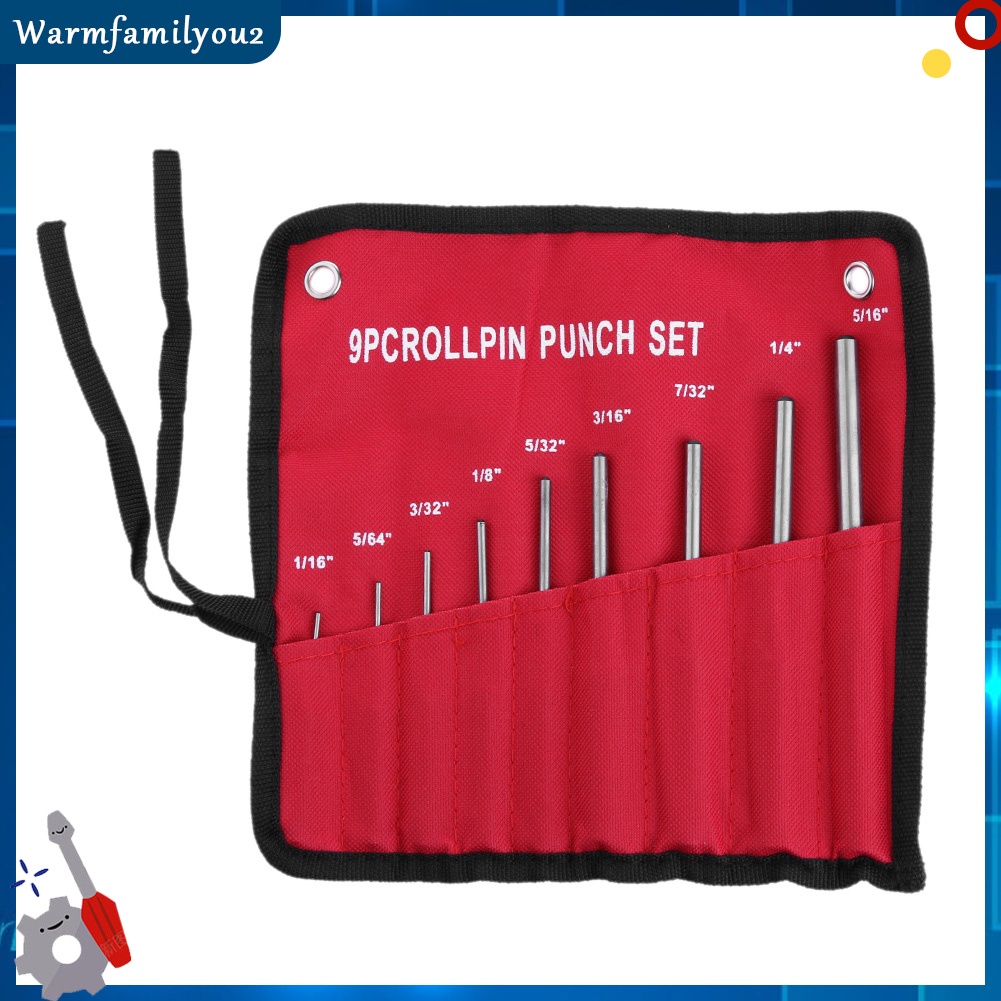 13pcs Round Head Pins Punch Set Hollow End Starter Roll Pin Punch Tools