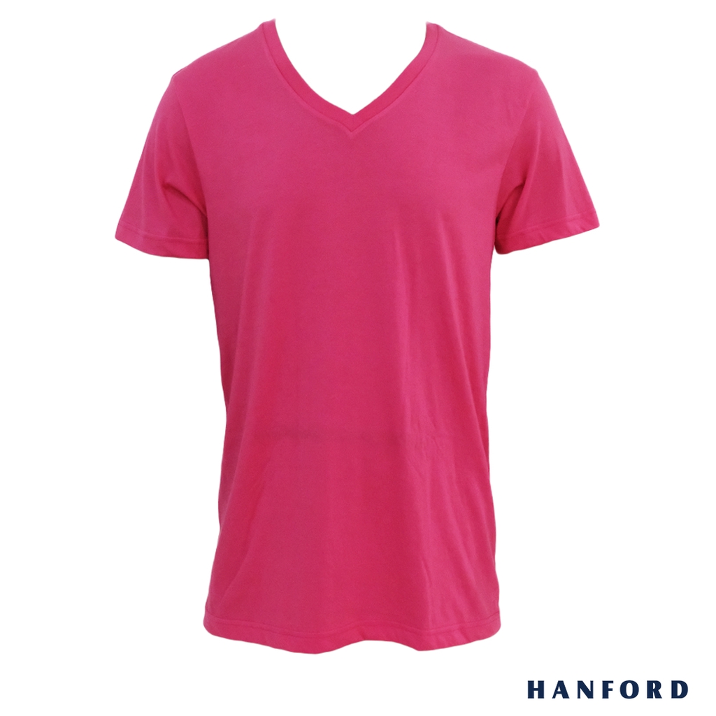 Hanford Men V-Neck Cotton Modern Fit Short Sleeves Shirt - Pink ...