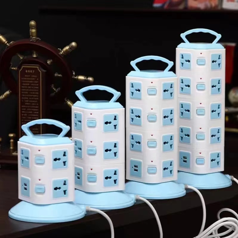 3 Layer Multi Plug Adapter Tower Electric USB Extension Socket