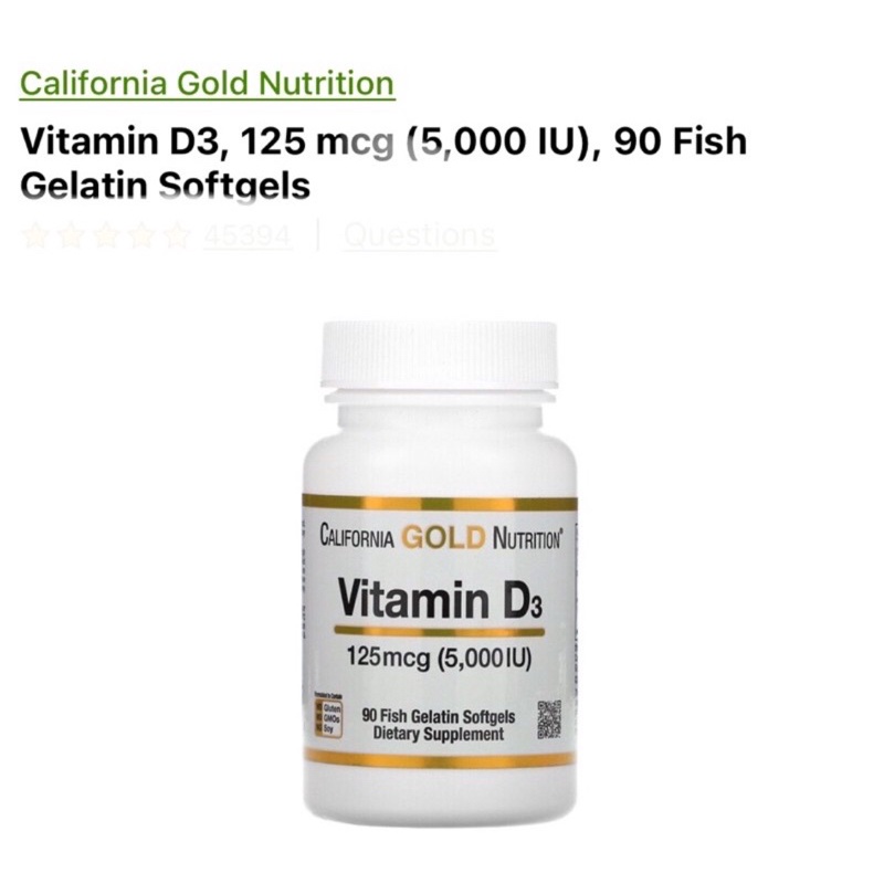 California Gold Vitamin D3, 125 mcg (5000 IU), 90 softgels | Shopee ...