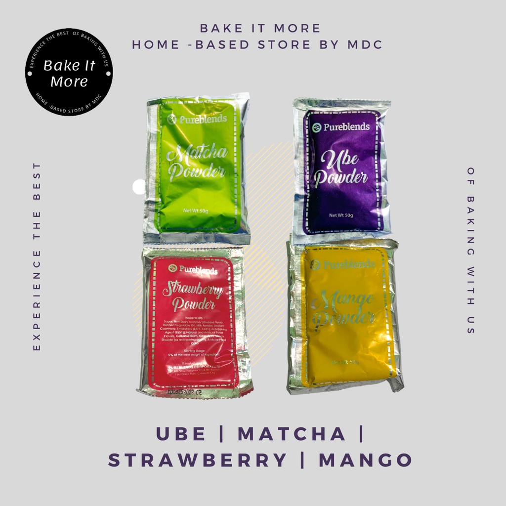 Pureblends Ube Matcha Mango Caramel Strawberry Powder 50g | Shopee ...