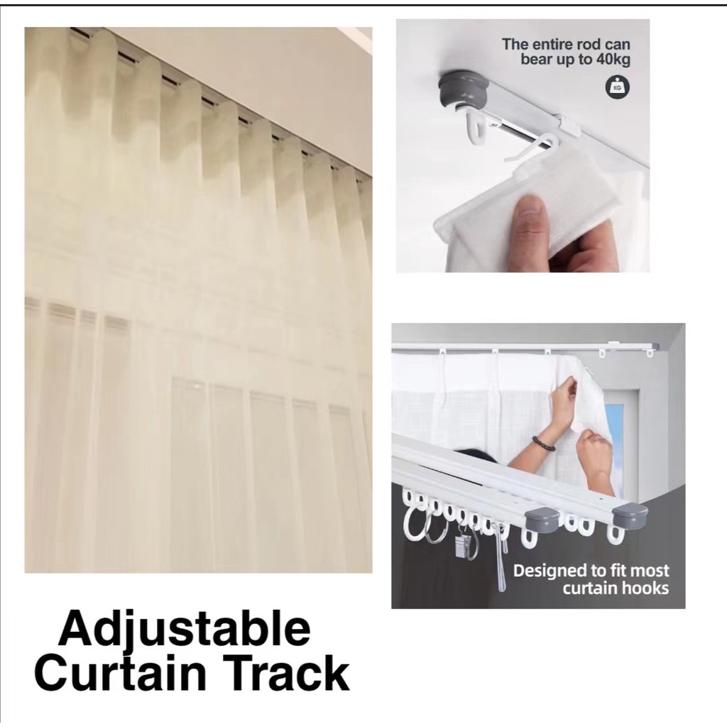 Curtain Track Adjustable Wall Mounted Telescopic Rod Wall Mount Curtain ...