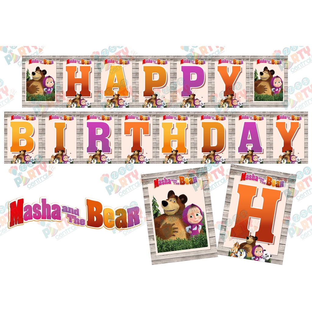 MASHA AND THE BEAR BIRTHDAY BANNER Shopee Philippines