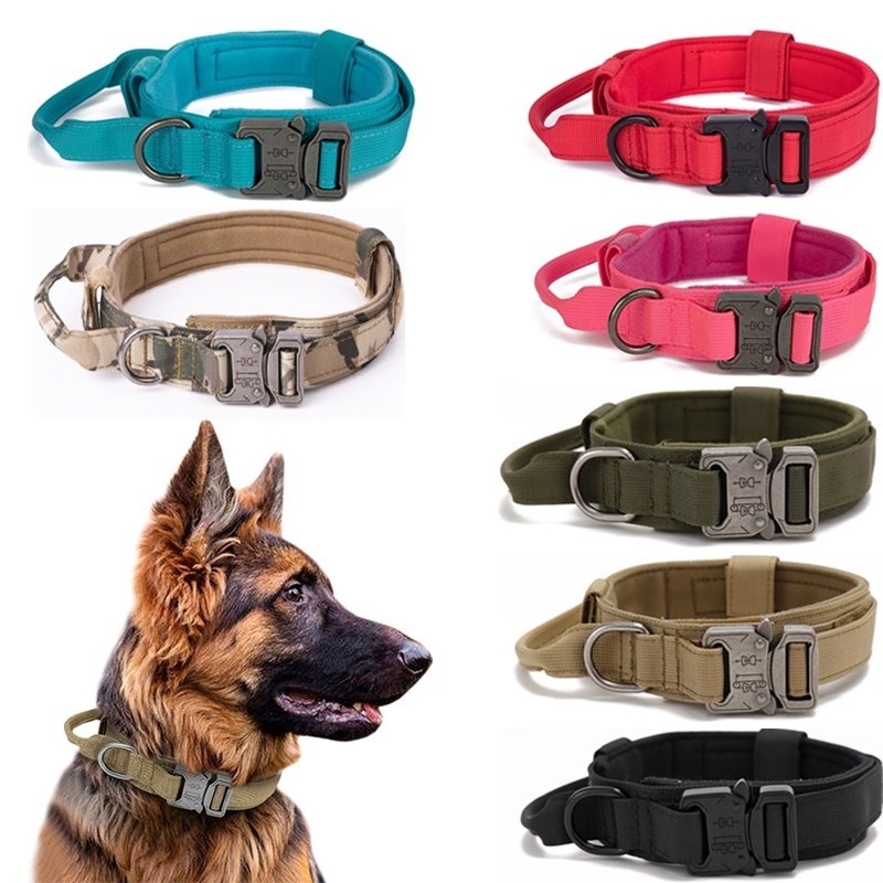 Military Tactical Dog Collar Leash Set Durable Pet Collar Retractable  Leashs Medium Large Small Dogs German Shepherd Training Accessorie