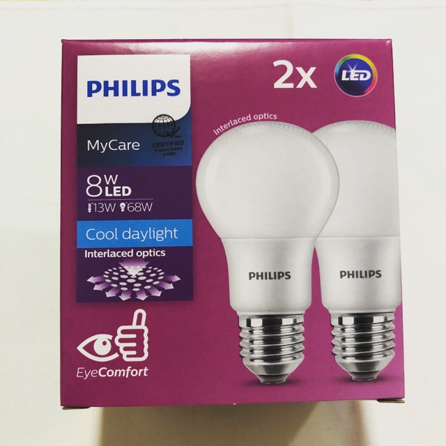 Philips MyCare LED bulb twin pack 8 watts interlaced