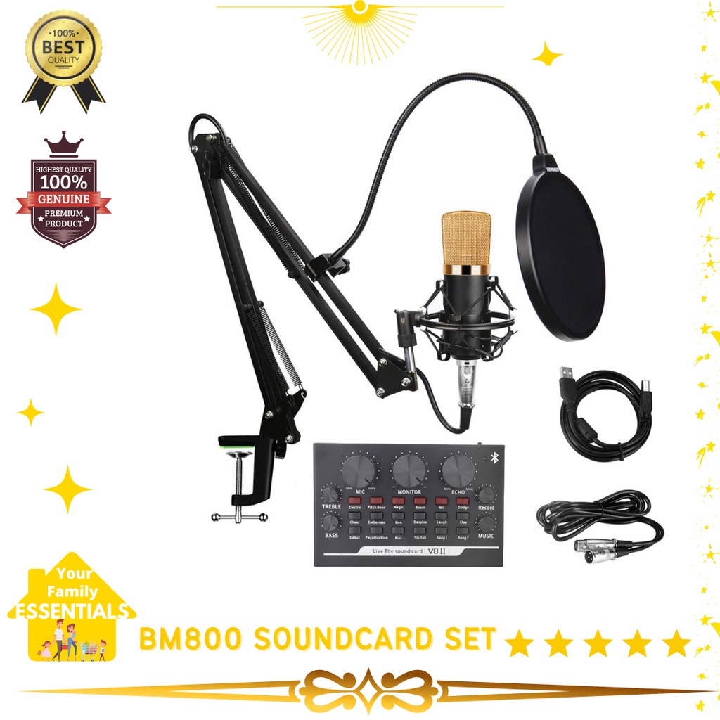 Original BM800 condenser microphone with v8 soundcard yROw Shopee Philippines