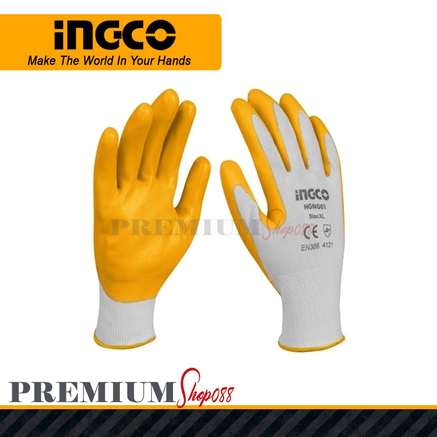 INGCO Rubber Gloves HGNG01 Construction Nitrile Glove Shopee Philippines