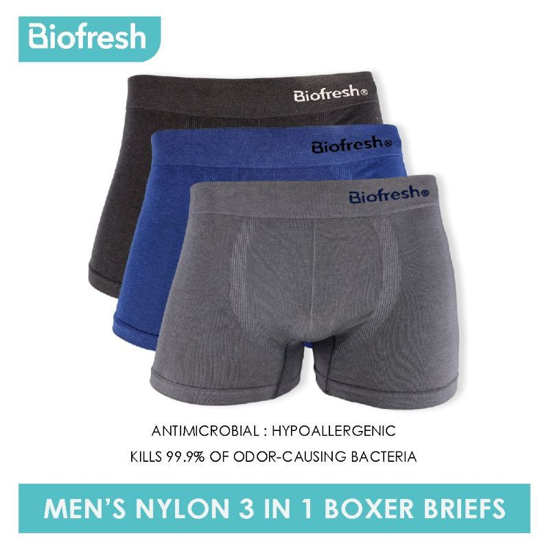 Biofresh Men's Nylon Boxer Brief 3 piece in a pack UMBBG23 | Shopee ...