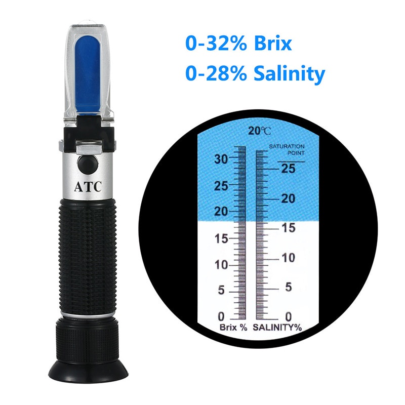 2 IN 1 REFRACTOMETER BRIX 0-32%/SALINITY 0-28% DIGITAL REFRACTOMETER ...