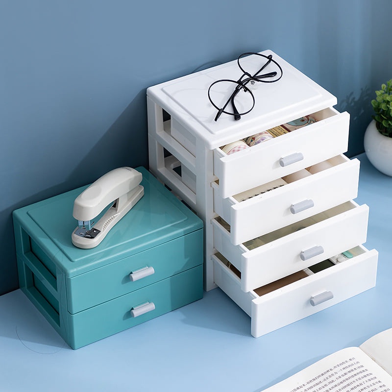 AIC Plastic Stackable Dormitory Storage 2 Layer Drawer Small Countertop ...