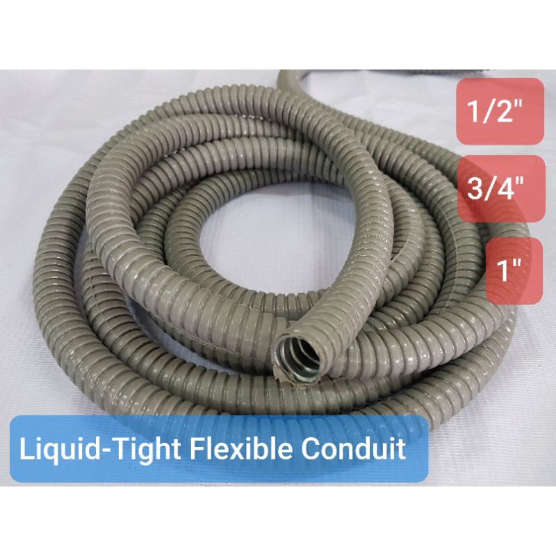 Liquid Tight Flexible Conduit Hose 1/2", 3/4", 1" Weatherproof per