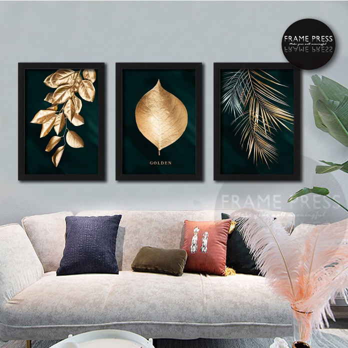 3 pcs set - Gold Leaf - WALL DECOR FRAMES - HOME DECOR | Shopee Philippines