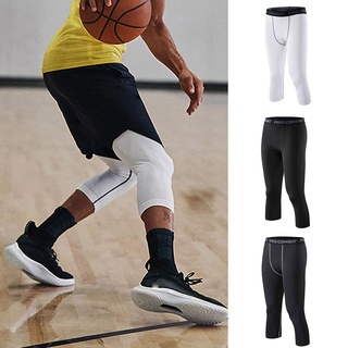 Cropped Fitness Pants Leggings Basketball Men's High-elastic