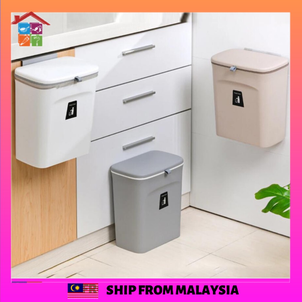 Hanging Trash Can for Kitchen Door with Lid Under Sink Garbage