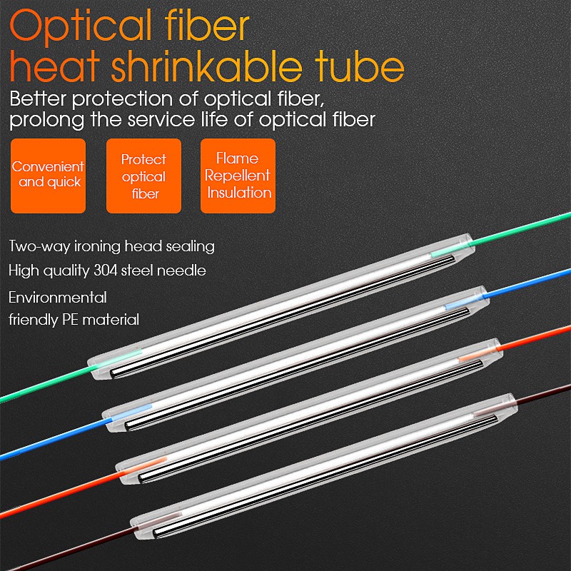 100pcsBare fiber Heat Shrinkable Tube stainless steel transparent fiber ...