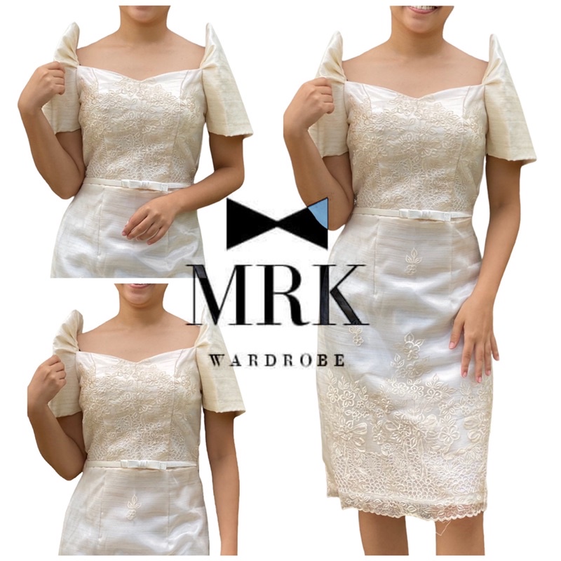 Piña Organza Filipiniana Butterfly sleeves Knee Length | Shopee Philippines
