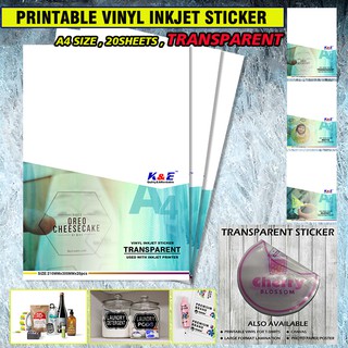 Transparent Self Adhesive Photo Paper PVC Clear Sticker Vinyl Labels A4  Size - 20 sheets per pack - InkStation